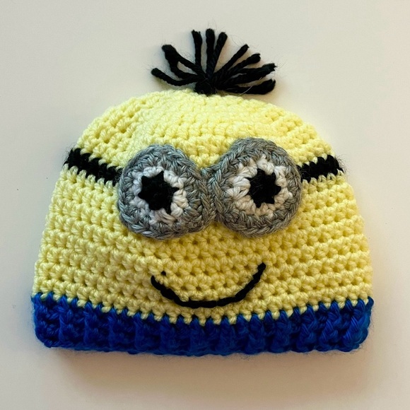 Kids Crochet Minion-Inspired Hat - Yellow, Gray, Blue - Picture 1 of 4